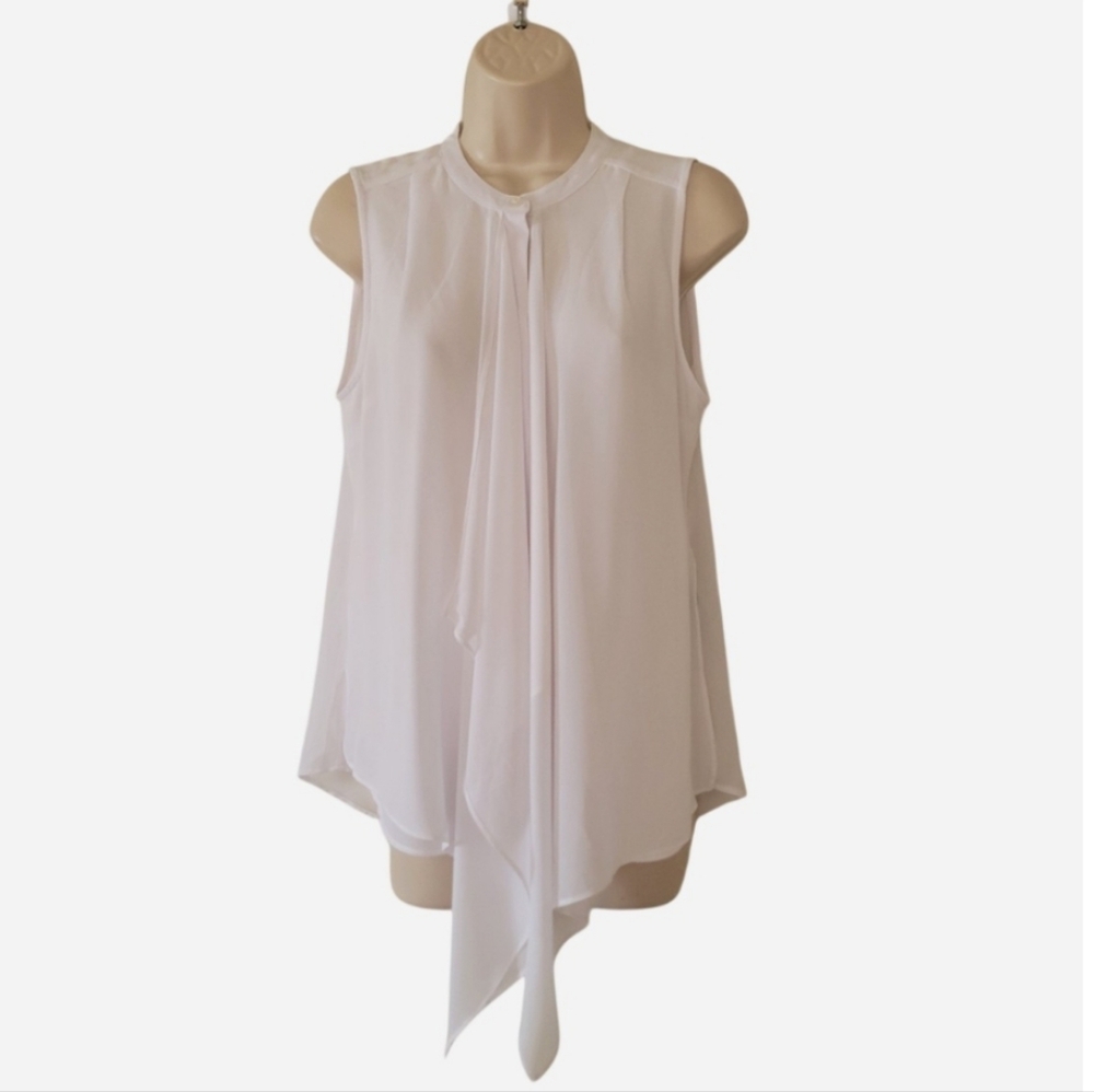 Classic White Sleeveless Layered  Blouse